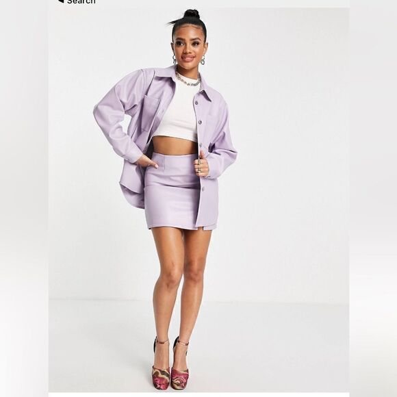 Purple lavender faux leather skirt set - Picture 9 of 16